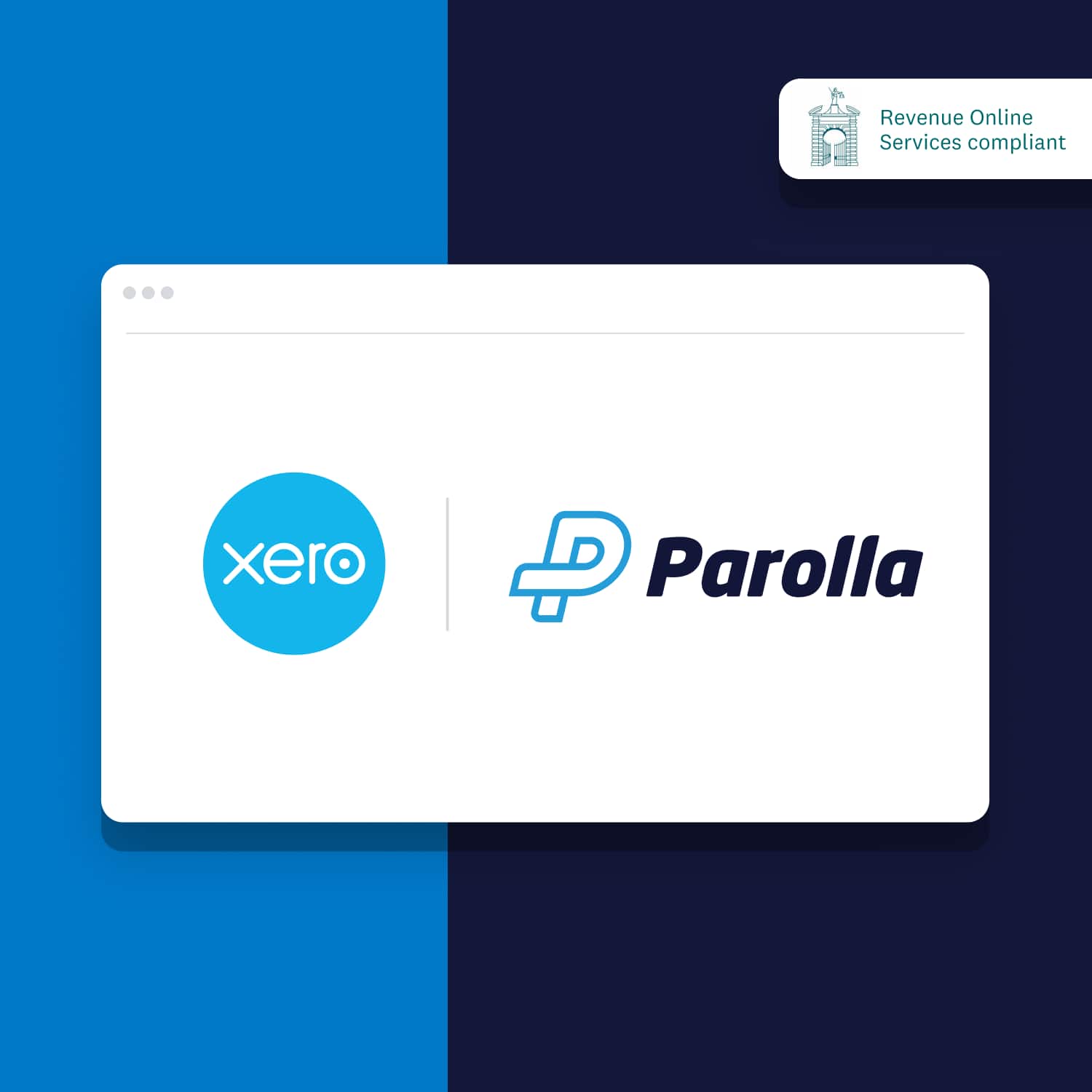 Xero logo and Parolla logo with Revenue logo